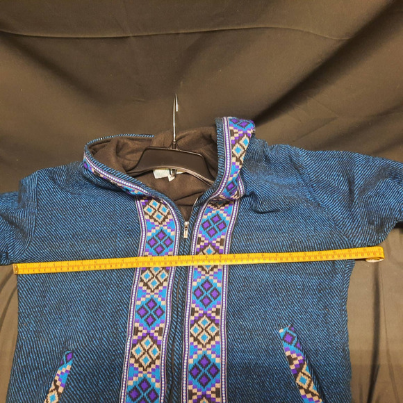 Sabai Sabai Blue Aztec Trim Hooded Zip Up Jacket XL - Picture 3 of 7